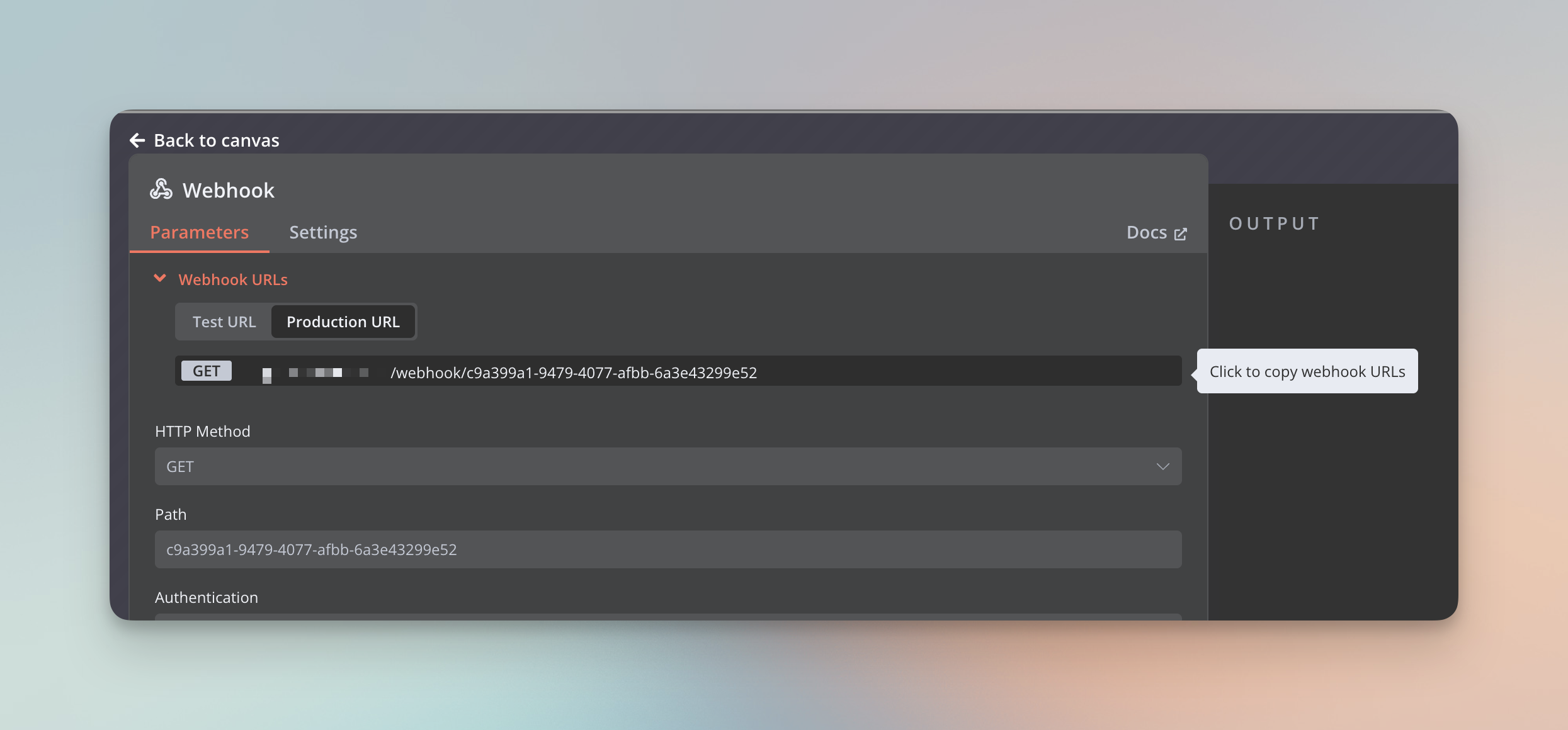 Kopieren Sie die Webhook-URL
